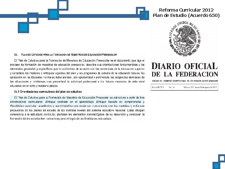 Reforma Curricular 2012 Plan de Estudio (Acuerdo 650) 