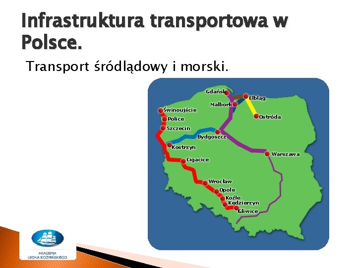 Infrastruktura transportowa w Polsce. Transport śródlądowy i morski. 