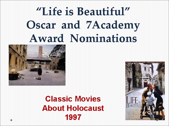 “Life is Beautiful” Oscar and 7 Academy Award Nominations Classic Movies About Holocaust 1997