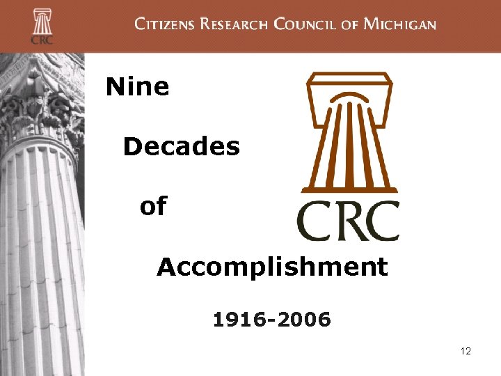 Nine Decades of Accomplishment 1916 -2006 12 Nine Decades of Accomplishment 1916 -2006 12