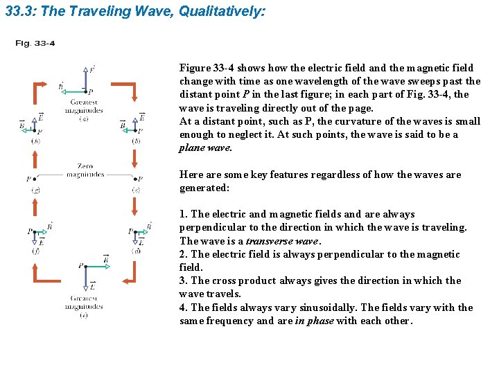 33. 3: The Traveling Wave, Qualitatively: Figure 33 -4 shows how the electric field 33. 3: The Traveling Wave, Qualitatively: Figure 33 -4 shows how the electric field