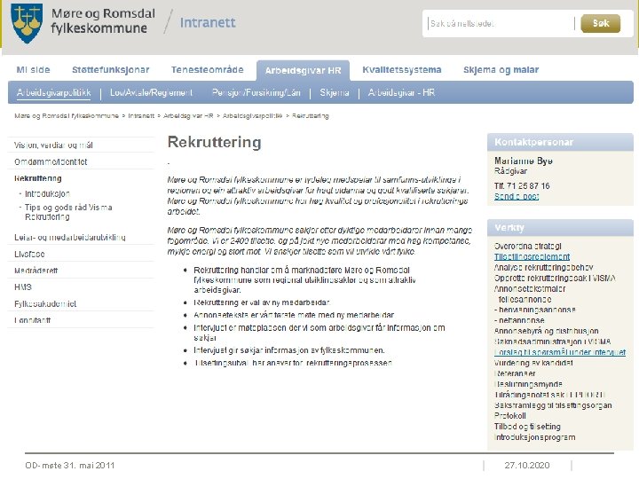 OD-møte 31. mai 2011 27. 10. 2020 