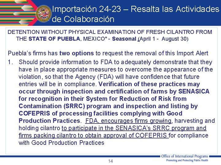 Importación 24 -23 – Resalta las Actividades de Colaboración DETENTION WITHOUT PHYSICAL EXAMINATION OF