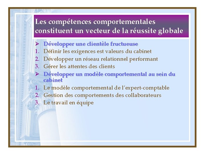 Les compétences comportementales constituent un vecteur de la réussite globale Développer une clientèle fructueuse