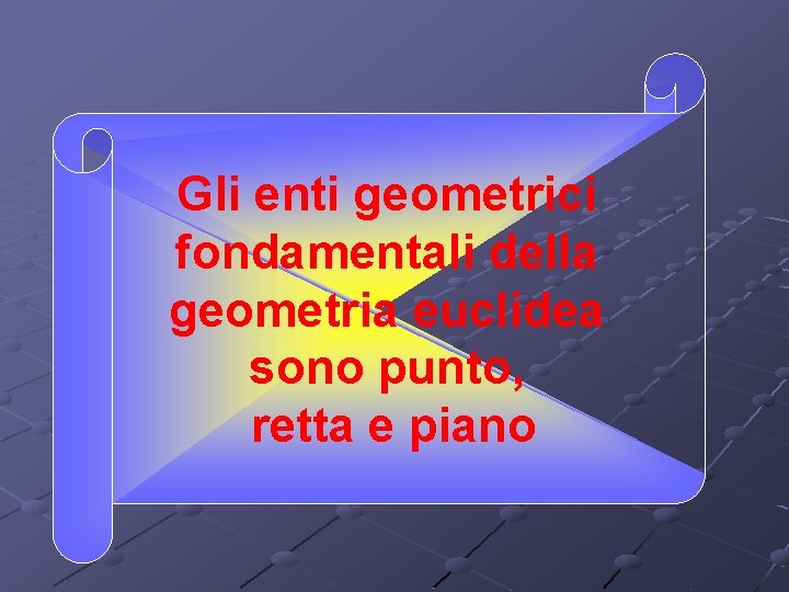 Gli enti geometrici fondamentali della geometria euclidea sono punto, retta e piano 