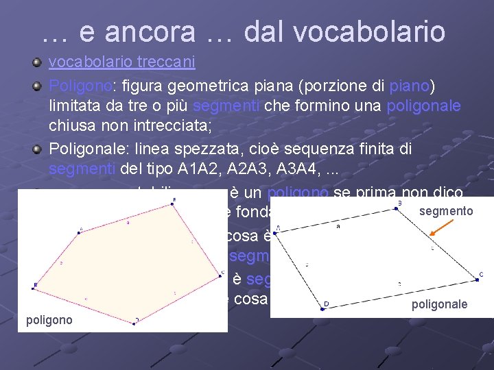 … e ancora … dal vocabolario treccani Poligono: figura geometrica piana (porzione di piano)