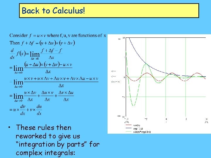Back to Calculus! • These rules then reworked to give us “integration by parts”