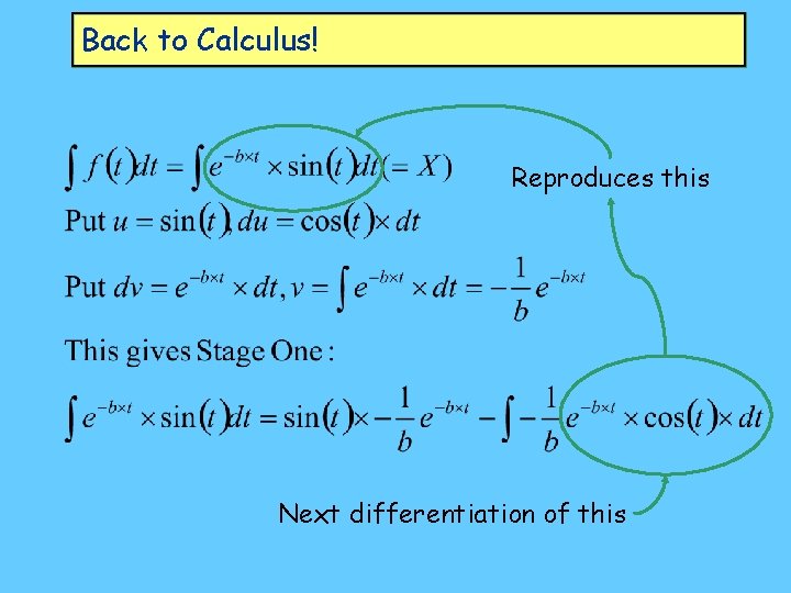 Back to Calculus! Reproduces this Next differentiation of this 