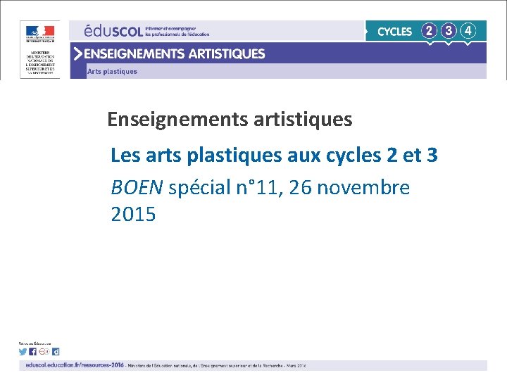 Enseignements artistiques Les arts plastiques aux cycles 2 et 3 BOEN spécial n° 11,