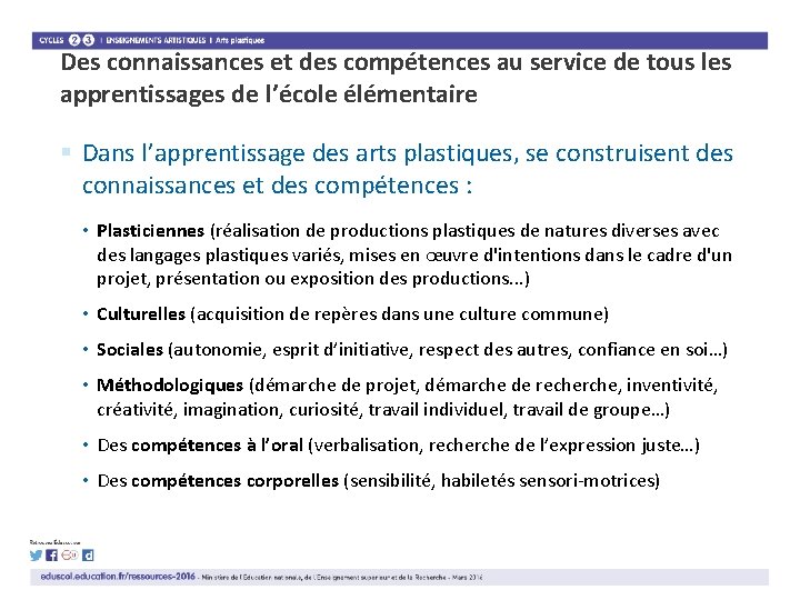 Des connaissances et des compétences au service de tous les apprentissages de l’école élémentaire