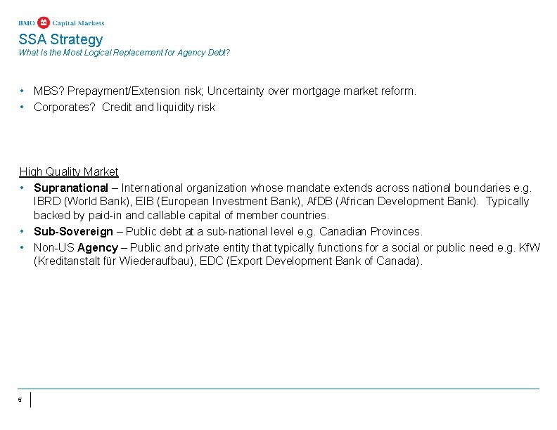 SSA Strategy What Is the Most Logical Replacement for Agency Debt? • MBS? Prepayment/Extension SSA Strategy What Is the Most Logical Replacement for Agency Debt? • MBS? Prepayment/Extension