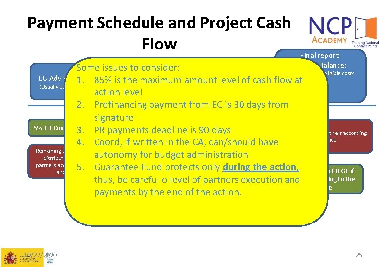 Payment Schedule and Project Cash Flow Final report: Project Balance: Some issues to consider: