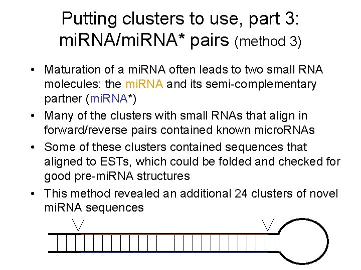 Putting clusters to use, part 3: mi. RNA/mi. RNA* pairs (method 3) • Maturation