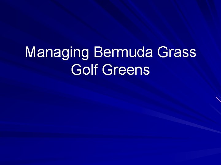 Managing Bermuda Grass Golf Greens 