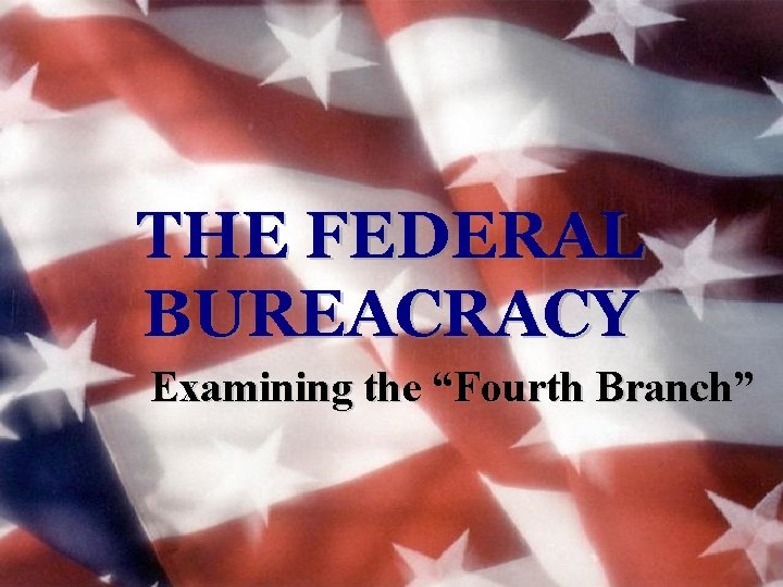 THE FEDERAL BUREACRACY Examining the “Fourth Branch” 