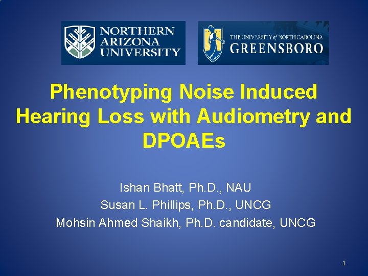 Phenotyping Noise Induced Hearing Loss with Audiometry and DPOAEs Ishan Bhatt, Ph. D. ,