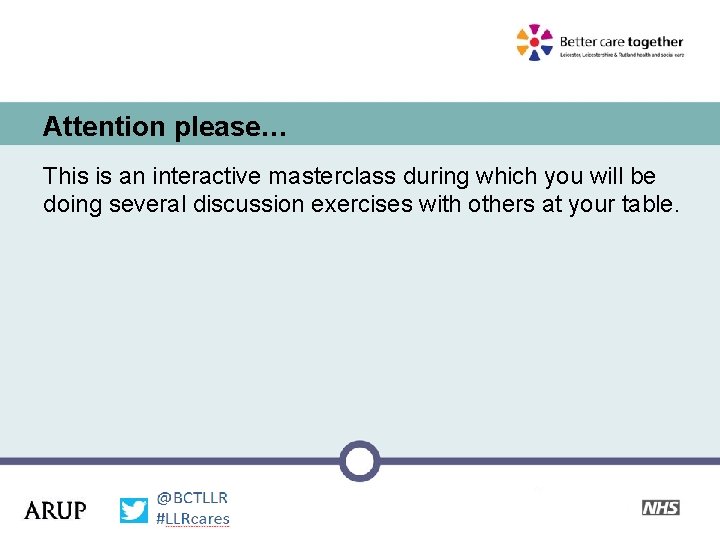 Attention please… This is an interactive masterclass during which you will be doing several