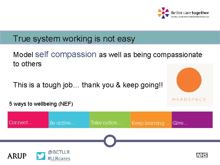 True system working is not easy Model self compassion as well as being compassionate