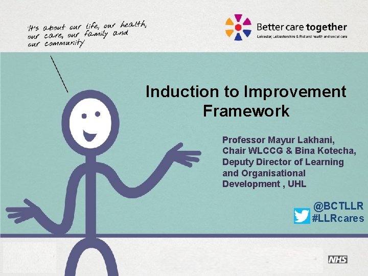 Induction to Improvement Framework Professor Mayur Lakhani, Chair WLCCG & Bina Kotecha, Deputy Director