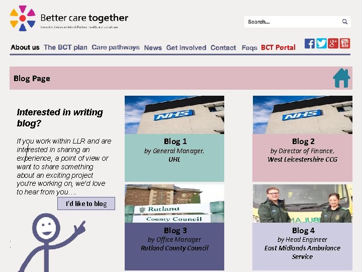 BCT Portal Blog Page Interested in writing blog? If you work within LLR and