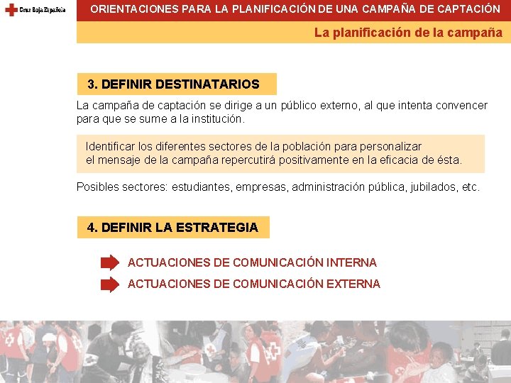 ORIENTACIONES PARA LA PLANIFICACIÓN DE UNA CAMPAÑA DE CAPTACIÓN La planificación de la campaña