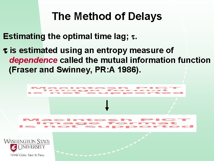 The Method of Delays Estimating the optimal time lag; . is estimated using an