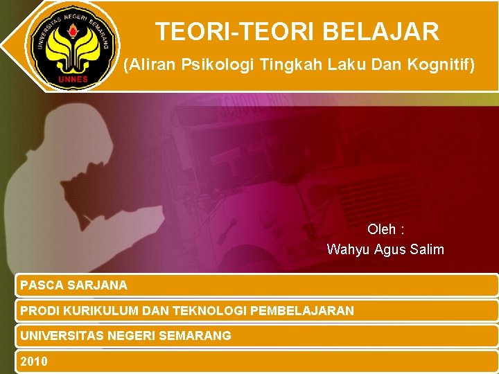 TEORI-TEORI BELAJAR (Aliran Psikologi Tingkah Laku Dan Kognitif) Oleh : Wahyu Agus Salim PASCA