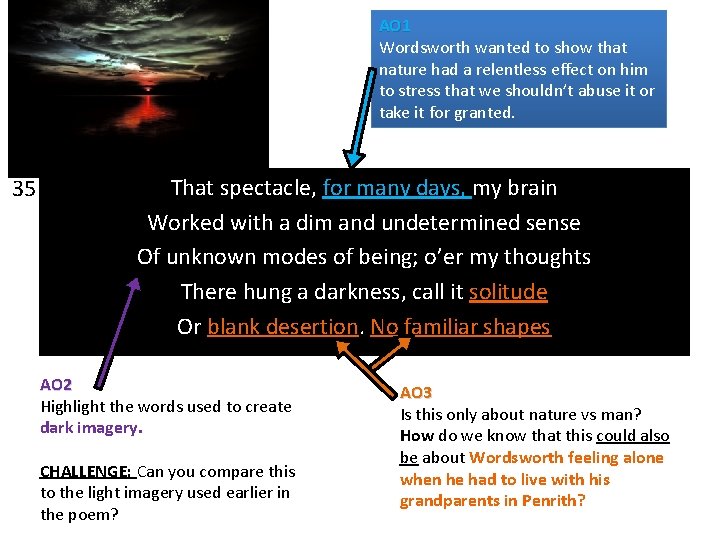 AO 1 Wordsworth wanted to show that nature had a relentless effect on him AO 1 Wordsworth wanted to show that nature had a relentless effect on him