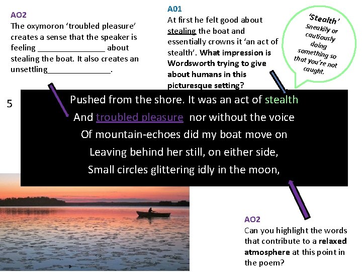 AO 2 The oxymoron ‘troubled pleasure’ creates a sense that the speaker is feeling AO 2 The oxymoron ‘troubled pleasure’ creates a sense that the speaker is feeling