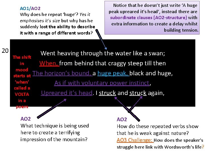 AO 1/AO 2 Why does he repeat ‘huge’? Yes it emphasises it’s size but AO 1/AO 2 Why does he repeat ‘huge’? Yes it emphasises it’s size but