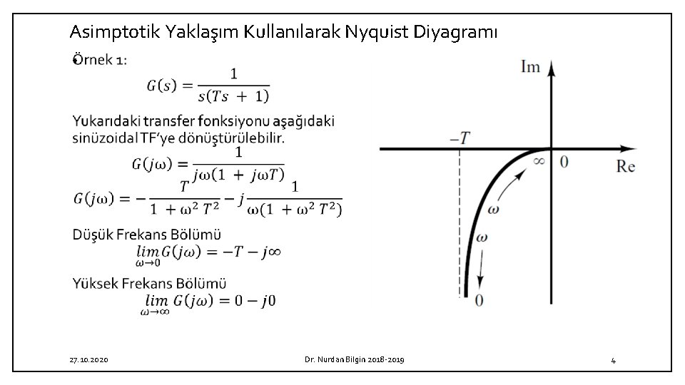 Asimptotik Yaklaşım Kullanılarak Nyquist Diyagramı • 27. 10. 2020 Dr. Nurdan Bilgin 2018 -2019