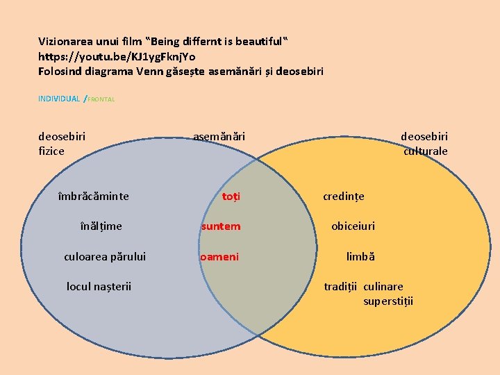 Vizionarea unui film ‟Being differnt is beautiful‟ https: //youtu. be/KJ 1 yg. Fknj. Yo