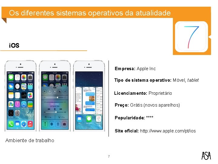 Os diferentes sistemas operativos da atualidade i. OS Empresa: Apple Inc Tipo de sistema Os diferentes sistemas operativos da atualidade i. OS Empresa: Apple Inc Tipo de sistema