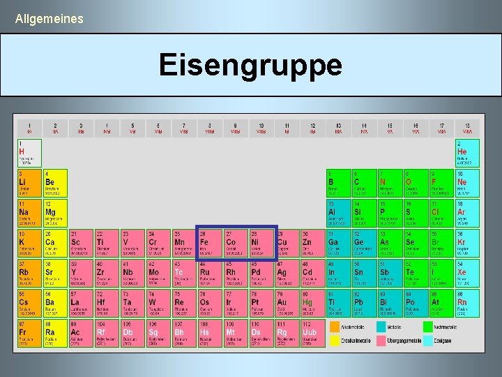  Allgemeines Eisengruppe Eigenschaften 