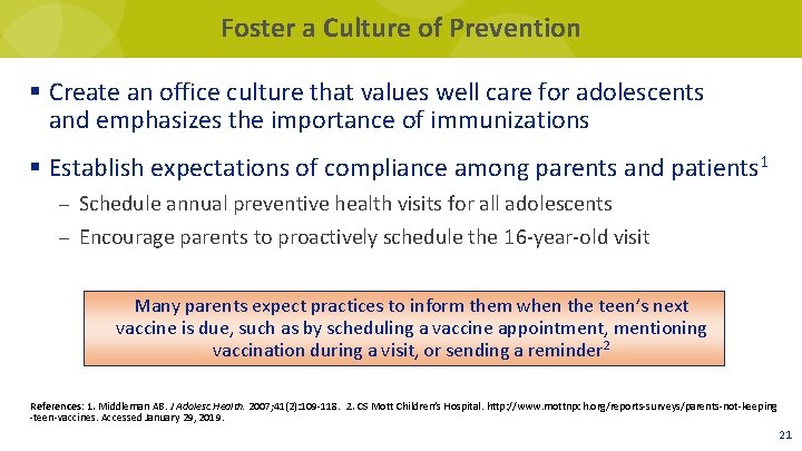 Foster a Culture of Prevention § Create an office culture that values well care