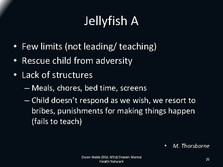 Jellyfish A • Few limits (not leading/ teaching) • Rescue child from adversity • Jellyfish A • Few limits (not leading/ teaching) • Rescue child from adversity •