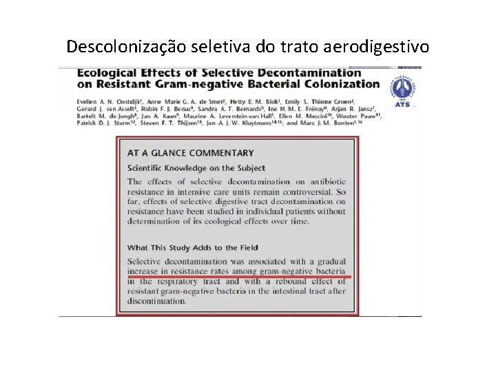 Descolonização seletiva do trato aerodigestivo 