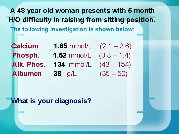 A 48 year old woman presents with 5 month H/O difficulty in raising A 48 year old woman presents with 5 month H/O difficulty in raising