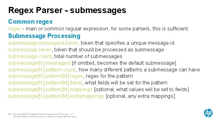 Regex Parser - submessages Common regex - main or common regular expression, for some