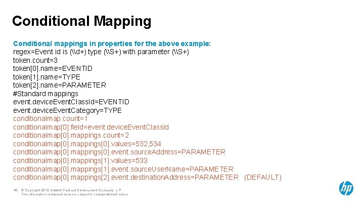 Conditional Mapping Conditional mappings in properties for the above example: regex=Event id is (\d+)