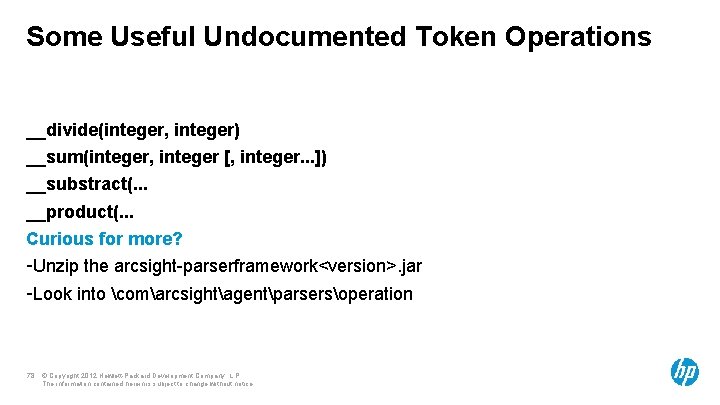 Some Useful Undocumented Token Operations __divide(integer, integer) __sum(integer, integer [, integer. . . ])