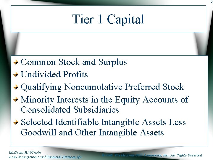 9 Tier 1 Capital Common Stock and Surplus Undivided Profits Qualifying Noncumulative Preferred Stock