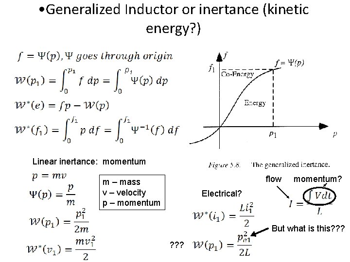  • Generalized Inductor or inertance (kinetic energy? ) p 1 Linear inertance: momentum