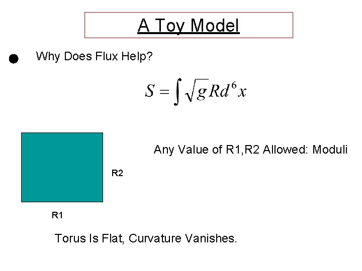 A Toy Model Why Does Flux Help? Any Value of R 1, R 2