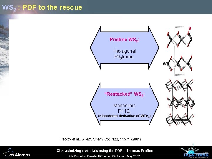 WS 2 : PDF to the rescue S Pristine WS 2: Hexagonal P 63/mmc