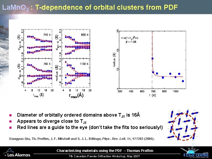 La. Mn. O 3 : T-dependence of orbital clusters from PDF rmax(Ǻ) n n