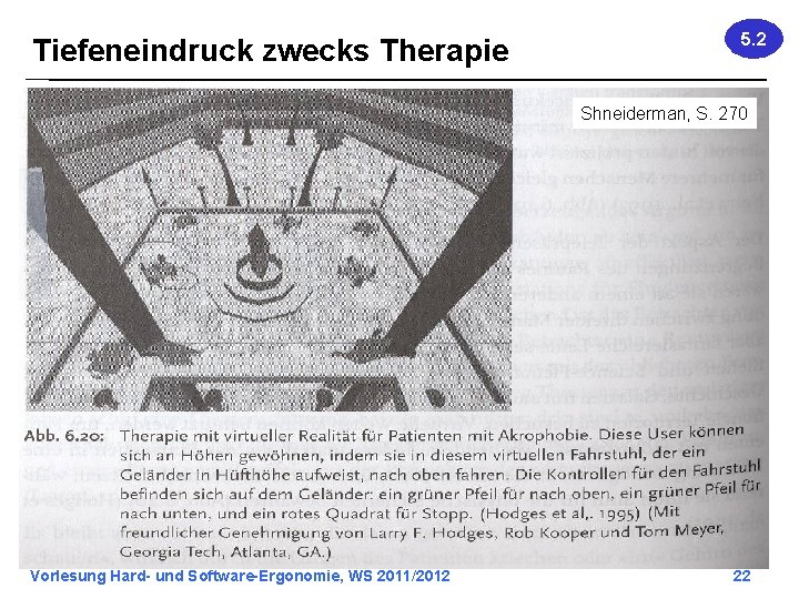 Tiefeneindruck zwecks Therapie 5. 2 Shneiderman, S. 270 Vorlesung Hard- und Software-Ergonomie, WS 2011/2012