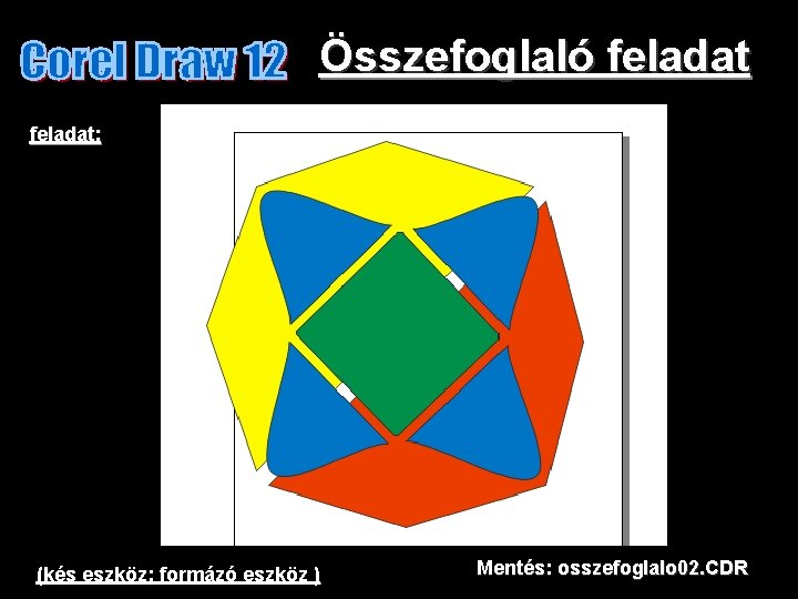 Összefoglaló feladat: (kés eszköz; formázó eszköz ) Mentés: osszefoglalo 02. CDR 