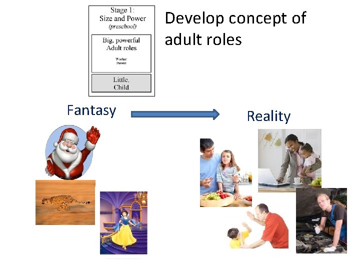 Develop concept of adult roles Fantasy Reality 