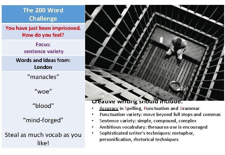 The 200 Word Challenge You have just been imprisoned. How do you feel? Focus: